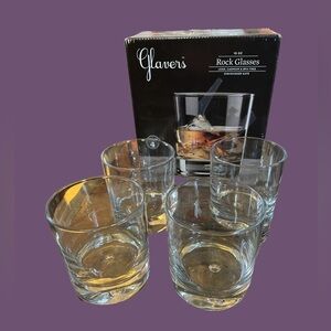 Glavers Rock Glasses Set/4 10 oz. Clear Bubble Whiskey - NIB- Dishwasher Safe